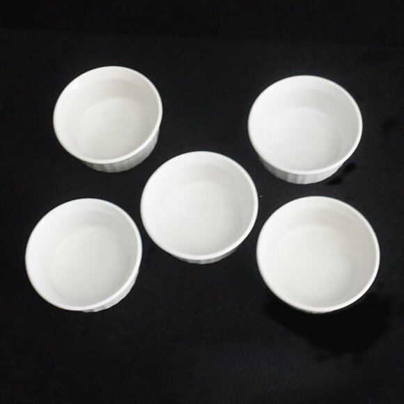 Corning Ware French White Set of 5 Ramekins Vintage Stoneware 7 oz - Picture 7 of 9